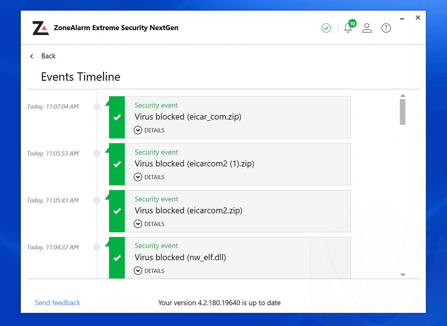 events timeline