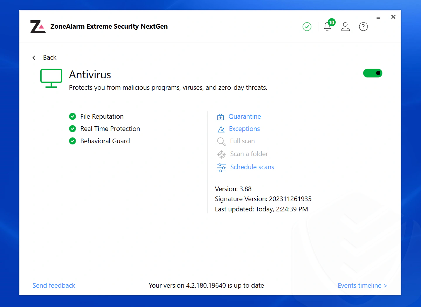 scan options