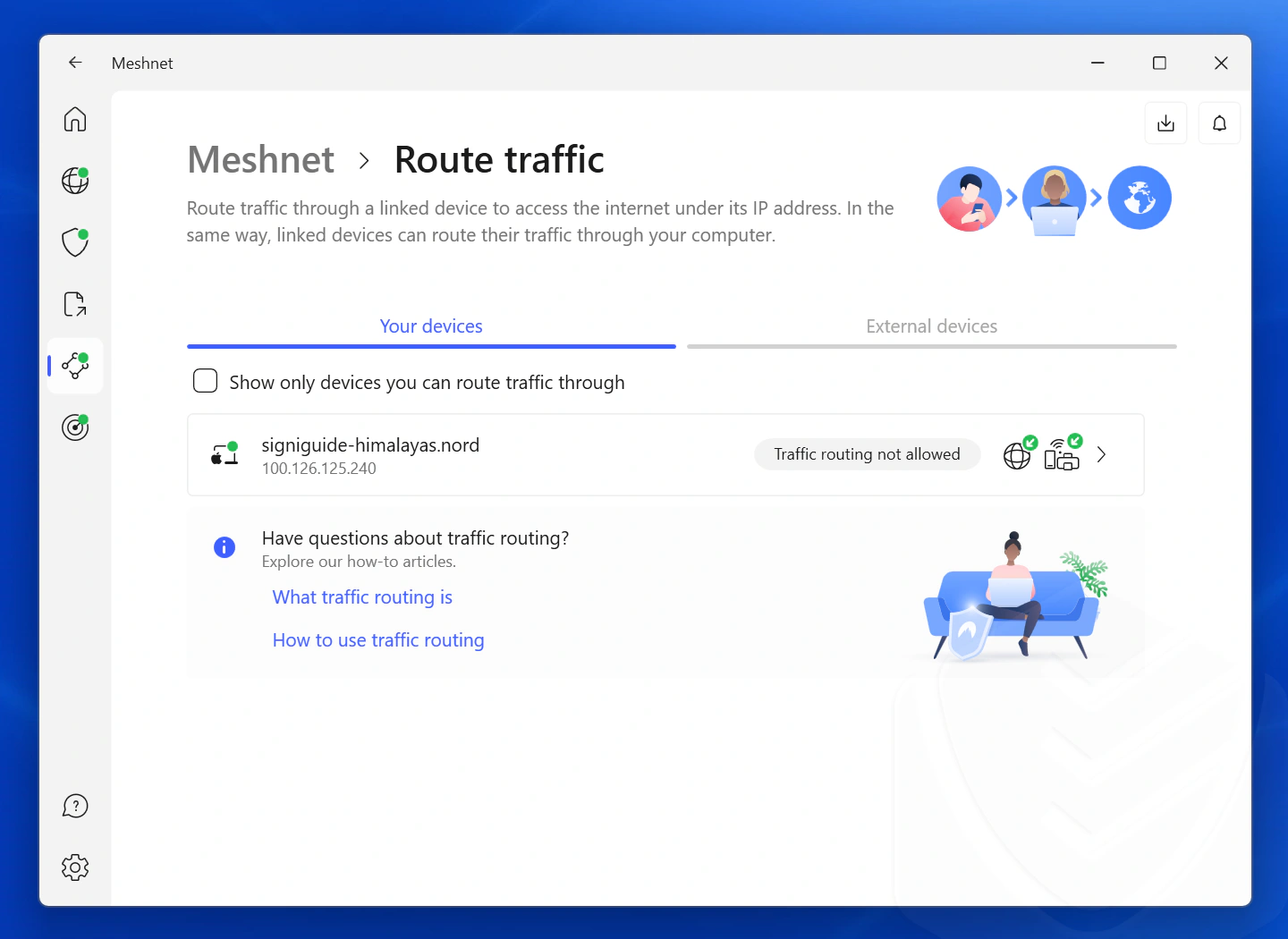 NordVPN Meshnet device management