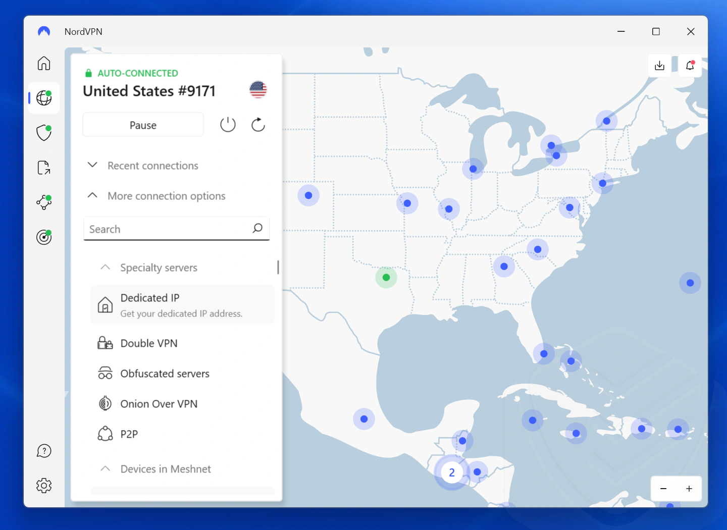 NordVPN connection options