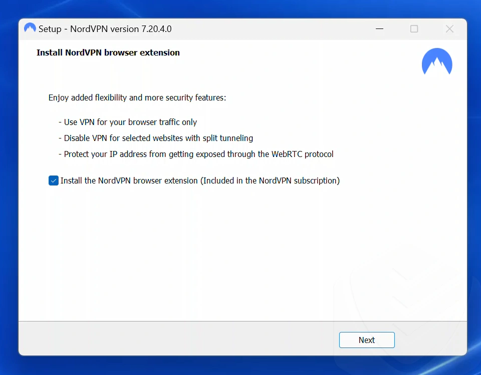 NordVPN installation screen