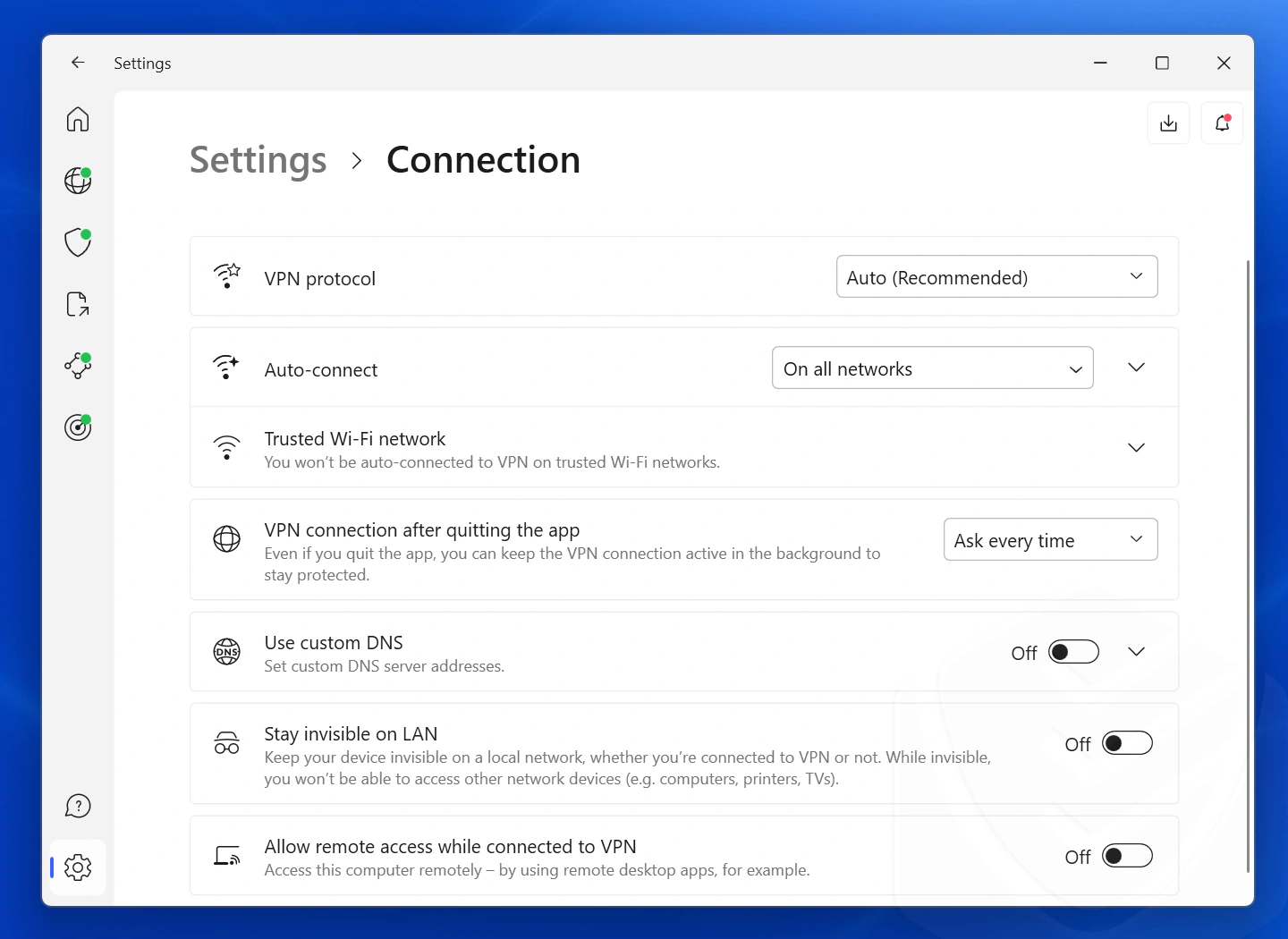NordVPN protocol selection