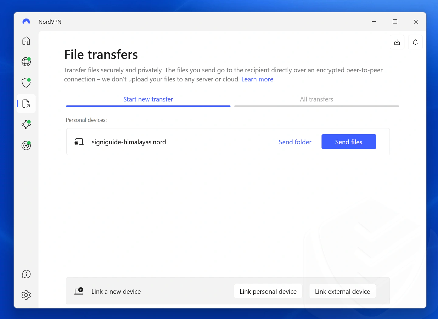 NordVPN file transfer feature