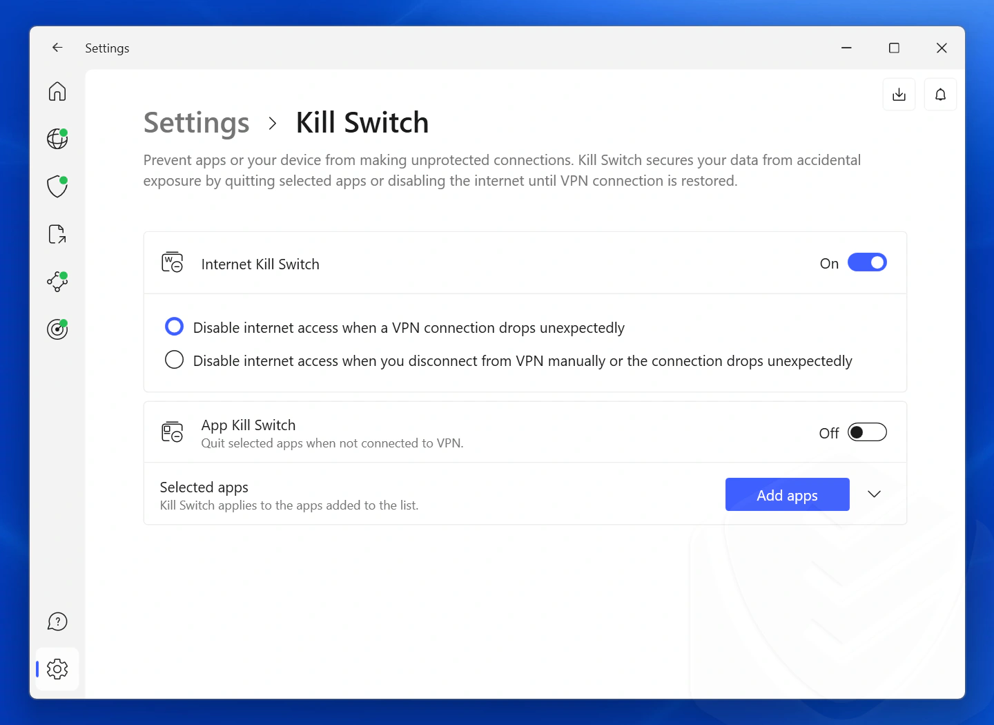NordVPN kill switch settings